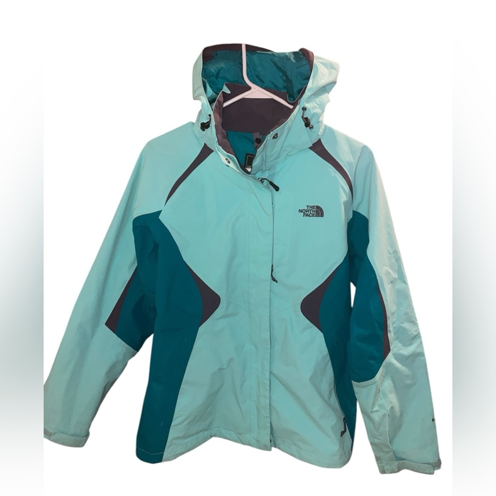 North Face Women's Teal Waterproof Jacket (M)